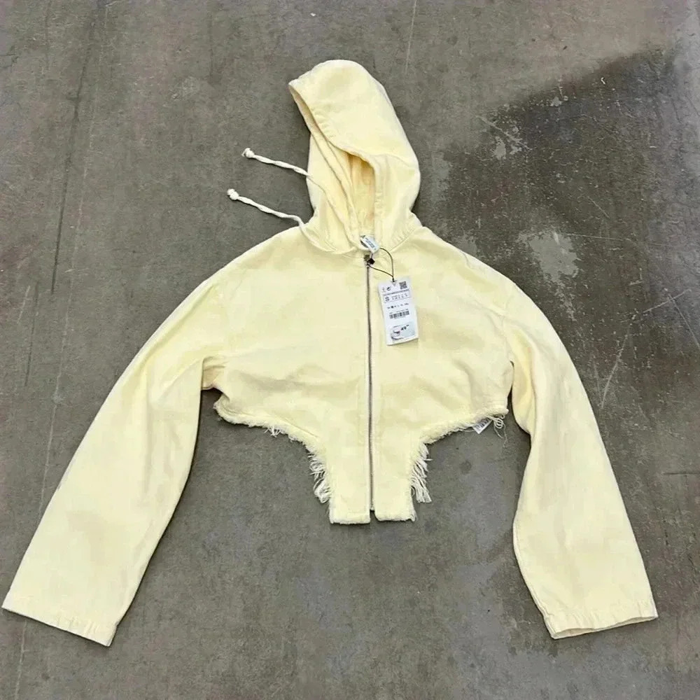 Zara cropped zip up  hoodie